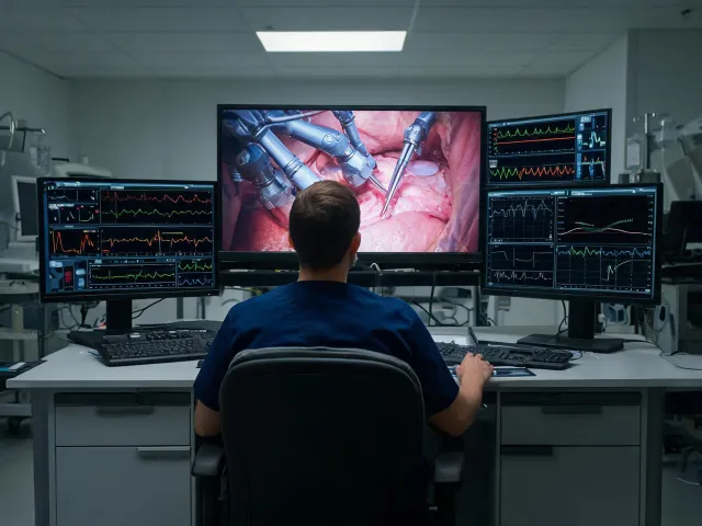 Clinical engineer at imaging console
